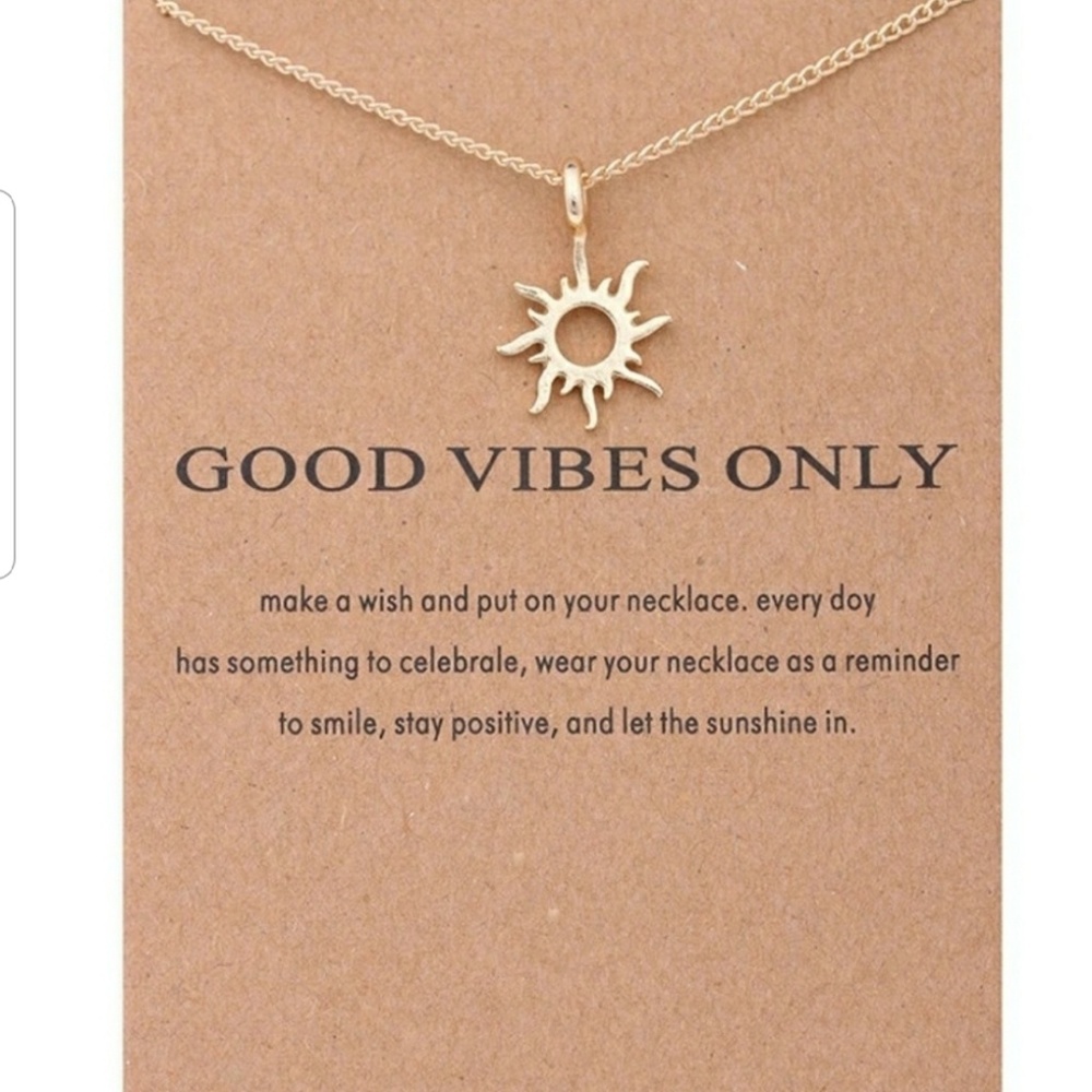 Good vibes only sun pendant